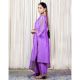 Purple Gathered Kurta Set with Hand Embroidery